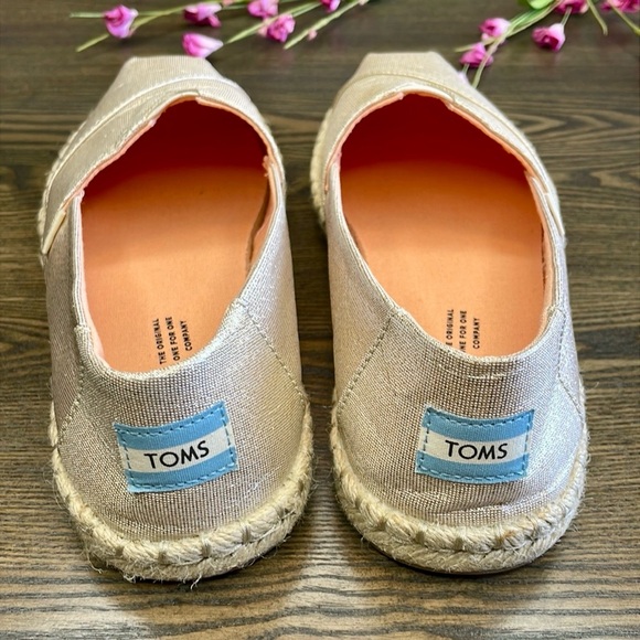 TOMS Shimmering Gold Espadrilles - Picture 7 of 11
